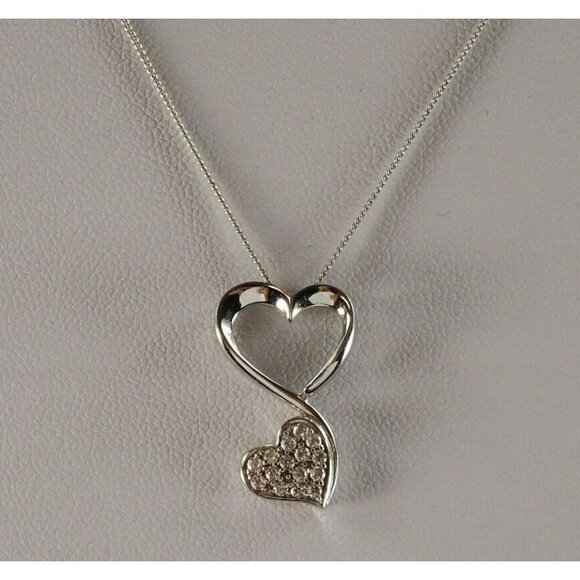 Sweetheart Necklace Sterling Silver 925 Chain w Heart Pendant - Picture 3 of 6